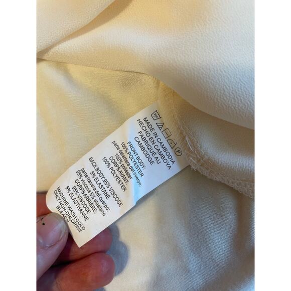 NWT Michael Kors Glam Minimalist Ivory Flowy Long Sleeve V Neck Blouse Large - Picture 7 of 12